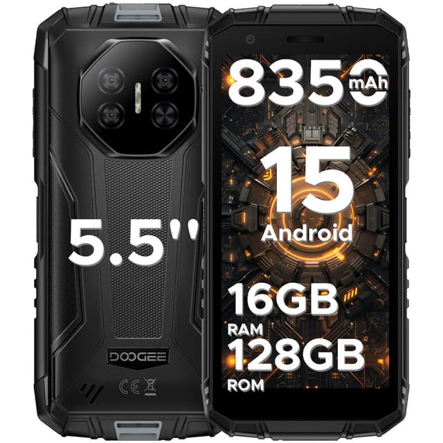 DOOGEE Fire 3 Pro Android 15 KI duurzame smartphone, 16GB+128GB/2TB Octa-Core, 8350mAh/18W, 14 cm HD+ IPS, 4G Dual-SIM, 16MP/Widevine L1/3,5 mm aansluiting/Face ID/OTG/NFC