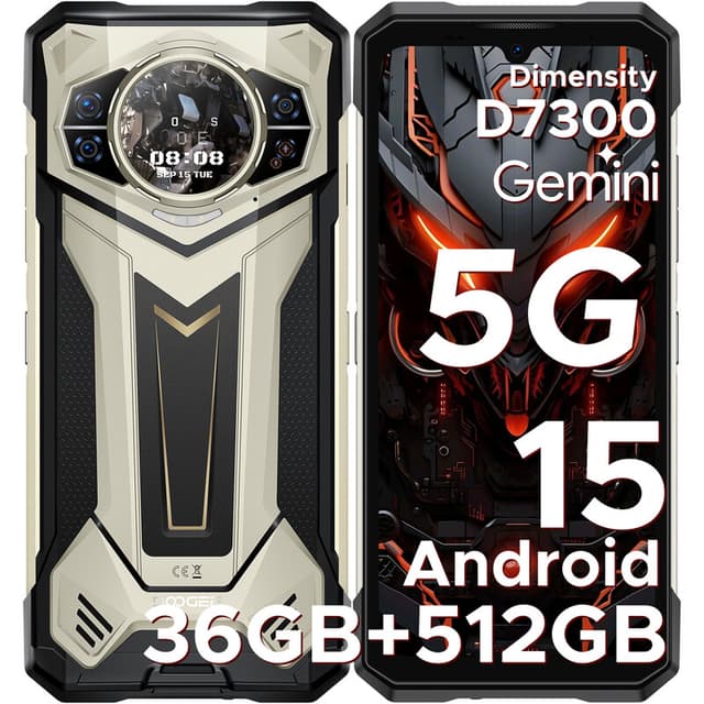 DOOGEE S200 Plus duurzame smartphone, 5G, Dimensity 7300, 16GB+20GB RAM + 512GB opslag, 1,32" dynamisch achterdisplay, Android 15, 10100mAh, 100MP+20MP nachtzichtcamera, 6,72" scherm, 120Hz, NFC, Gemini AI