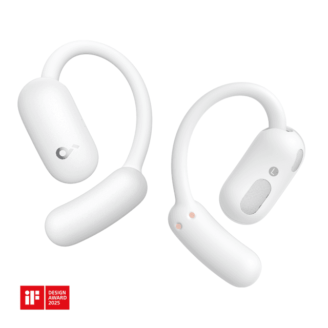 Soundcore AeroFit 2, draadloze open-ear hoofdtelefoon voor bellen, muziek, sport en dagelijks gebruik - wit