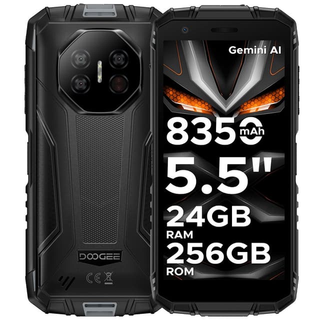 Doogee Fire 3 Ultra ultra-duurzame smartphone, 8350 mAh, Android 15 met Gemini AI, 5,5 inch HD+, octa core, 24 GB + 256 GB, IP68/IP69K, 20 MP nachtzichtcamera, vingerafdrukslot, NFC