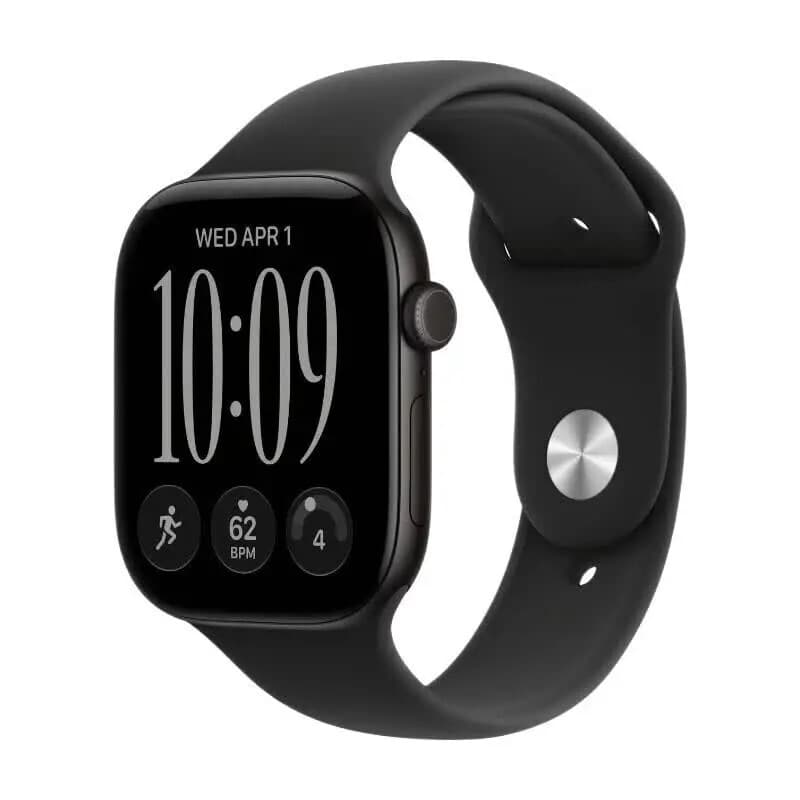 Apple Watch Series 12 GPS 46 mm Zwart Aluminium Kast met Zwart Sportband - M/L — afbeelding 1