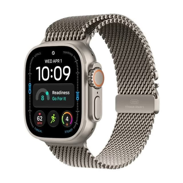 Apple Watch Ultra 4 - GPS + Cellular - 49 mm - titanium kast met naturel titanium milanese loop (M)