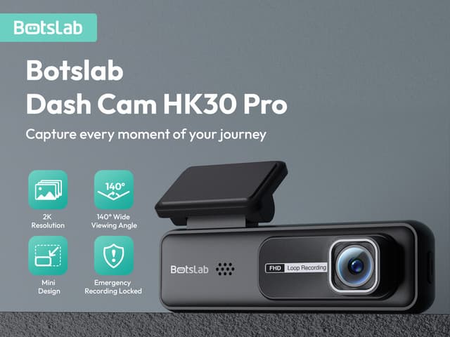 Botslab Dashcam + 2K-resolutie + Mini-ontwerp & 140° Breedbeeld + Nachtzicht & Noodopname