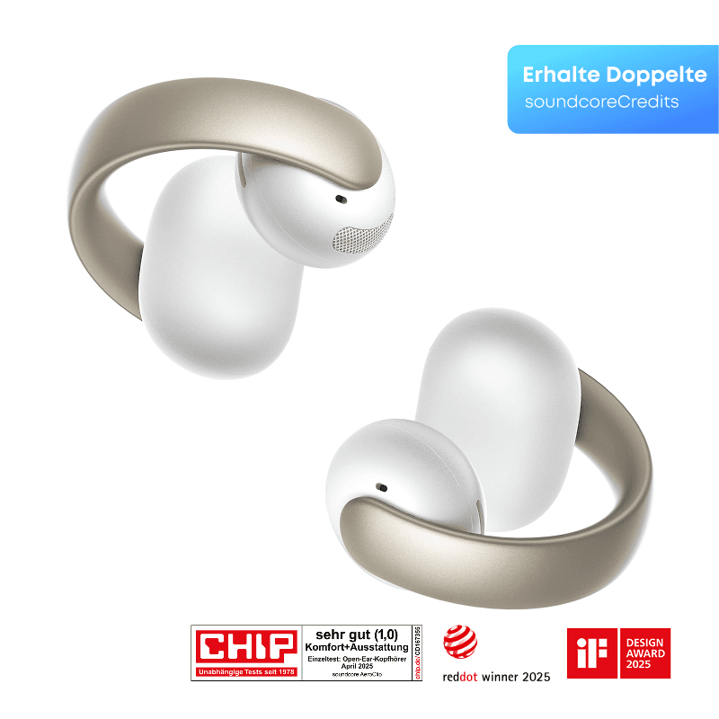 Soundcore Aeroclip hoofdtelefoon True Wireless Stereo (TWS) open-ear bellen/muziek/sport/dagelijks bluetooth champagne, wit — afbeelding 1
