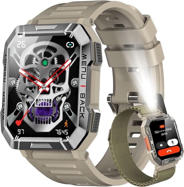 Blackview W60 Smartwatch Heren Fitness Horloge met Telefoonfunctie, Bellen / Oproepen Aanbellen, Kompas, IP68 Waterdicht, Sporthorloge met 100+ Sportmodi, Hartslag- en Slaapmonitor, Stappenteller, Horloge voor Android iOS