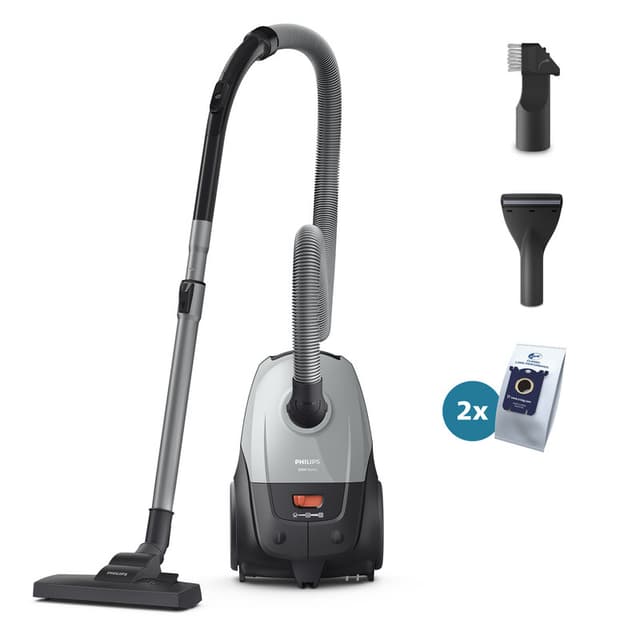 Philips 2000-Serie Stofzuiger met Zak - 800 W - Compact & Lichtgewicht - HEPA-filtersysteem - 9 meter bereik - Meubelmondstuk - Inclusief S-Bags - (XD2142/12)