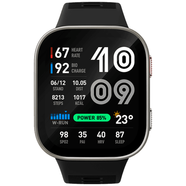 Amazfit Bip Max 50 mm Smartwatch, 2,07 inch AMOLED-display, 20 dagen batterijduur, GPS, 4 GB geheugen, Offline kaarten, Fitness tracker, Hybride training, 150+ sportmodi, HYROX-modus, 5 ATM voor Android, Zilver