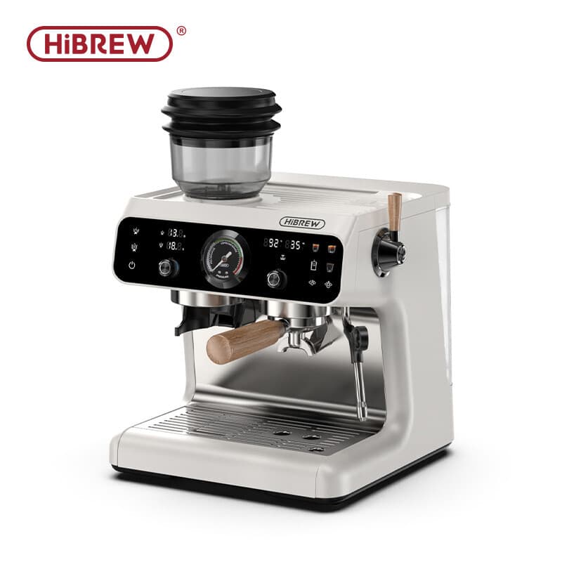 HiBREW H7B verbeterde Barista Pro-espressomachine met dubbele boiler en ingebouwde molen met 30 maalstanden voor café, hotel en restaurant — afbeelding 1