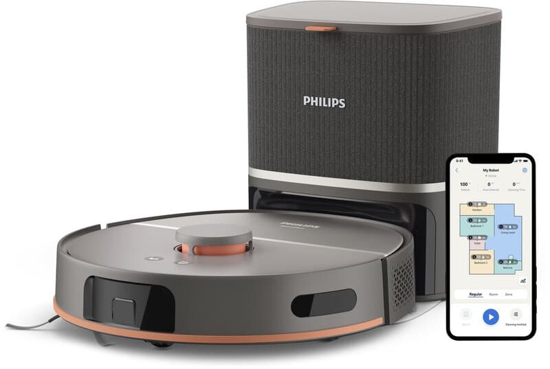 Philips XU5100/10 HomeRun 5000-serie robotstofzuiger - 10.000 Pa zuigkracht - Automatisch leegstation - Dubbele roterende dweil - App-bediening — afbeelding 1