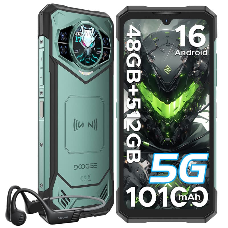 DOOGEE S200X-V 5G Robuuste Smartphone, 12 GB RAM + 512 GB, 10100 mAh Batterij, 100 MP Camera, 1,32" AMOLED Achterkant Display, Groen — afbeelding 1