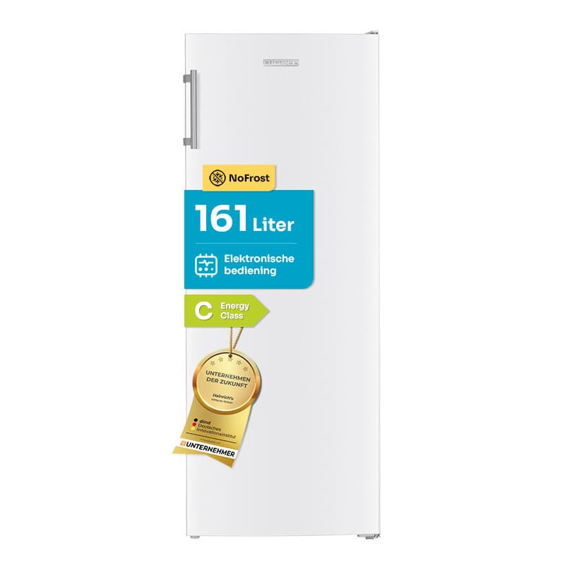Heinrich's Vriezer 161 L Inhoud, Vriezer, No-Frost Bescherming, 3x Vrieslades, 2x Lades, LED Display, Omkeerbaar Deurscharnier, Alarmfunctie, Temperatuur: -14 °C ~ -22 °C, Heinrich's (Wit) Energieklasse C — afbeelding 1