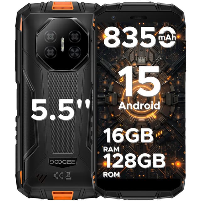 DOOGEE Fire 3 Pro Android 15 AI-robuuste smartphone, 16 GB + 128 GB/2 TB, achtkern, 8350 mAh/18 W, 5,5 inch HD+ IPS, 4G dual-sim, 16 MP, Widevine L1, 3,5 mm aansluiting, Face ID, OTG, NFC