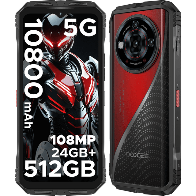 DOOGEE S118 PRO robuuste 5G-smartphone, 32 GB (8+24 GB) + 512 GB (2 TB) DDR5, Dimensity 7050, 6,6 inch FHD+ 120 Hz, 10800 mAh/33 W, 108 MP + 20 MP nachtzicht, Android robuuste telefoon, AI-functie, WiFi 6/ Face ID/ NFC