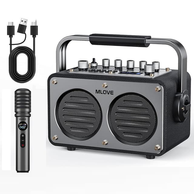 MLOVE Rangers S1 karaokemachine voor volwassenen met draadloze microfoon, Bluetooth 5.4, 200W draagbare PA-luidspreker, opname (REC), EQ-geluideffecten, instrumentingang – ideaal voor thuis, outdoor feestjes, vrienden en familie cadeaus