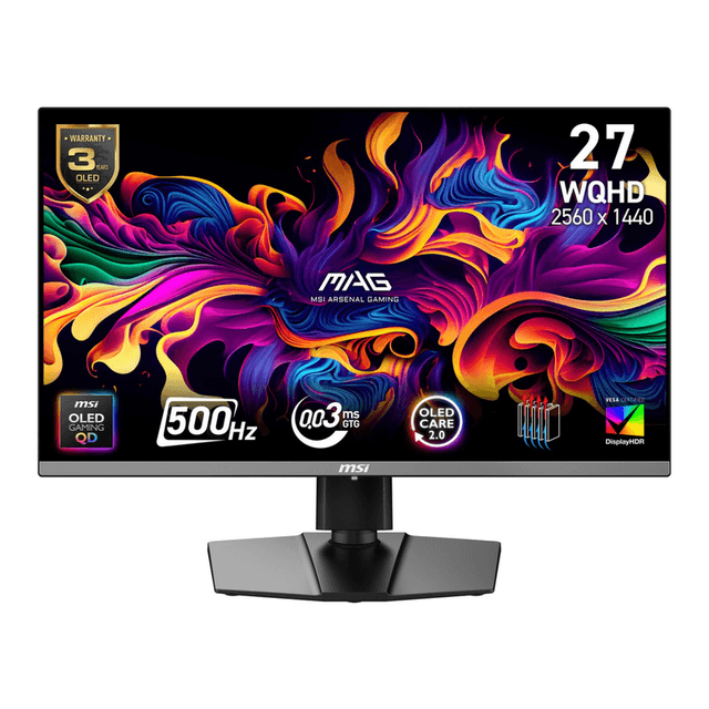 MSI MAG 272QP QD-OLED X50 monitor 67,3 cm (26,5") 2560 x 1440 pixels Wide Quad HD Zwart