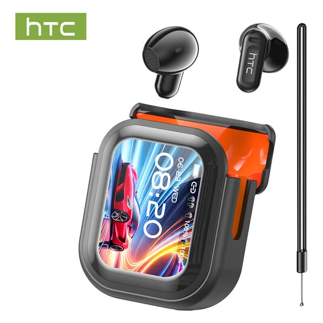 HTC NE20 draadloze oordopjes met AI-vertaling, Bluetooth 5.4, LED-display, hoge kwaliteit, waterdicht, TWS met aanraakbediening, geschikt voor kantoor, sport, studie en audio-gesprekken | ingebouwde microfoon | oordopjes