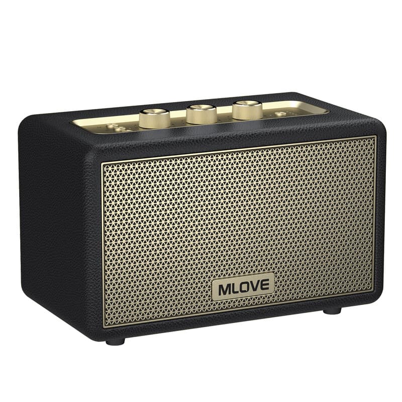 Mlove A200 Draagbare Bluetooth-luidspreker draadloze Bluetooth 5.3 speaker 24 uur afspeeltijd, Elegante Retro Bluetooth-luidspreker - Zwart — afbeelding 1