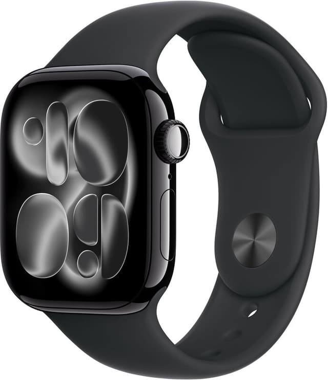 Apple Watch Series 11 GPS 42 mm gitzwarte aluminium kast met zwarte sportband - M/L