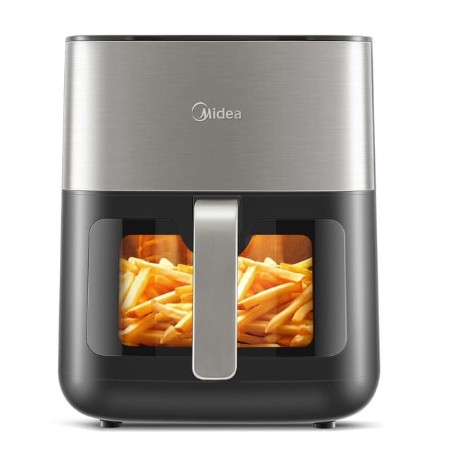 Midea 6,2 L heteluchtfriteuse met kijkvenster - 1600 W energiezuinig, HeatXpress snelle luchtcirculatie, 7-in-1 voorgeprogrammeerd menu, vaatwasbestendige antiaanbakmand, digitaal display + 1 min sneltoets (model: MF-CY65E)