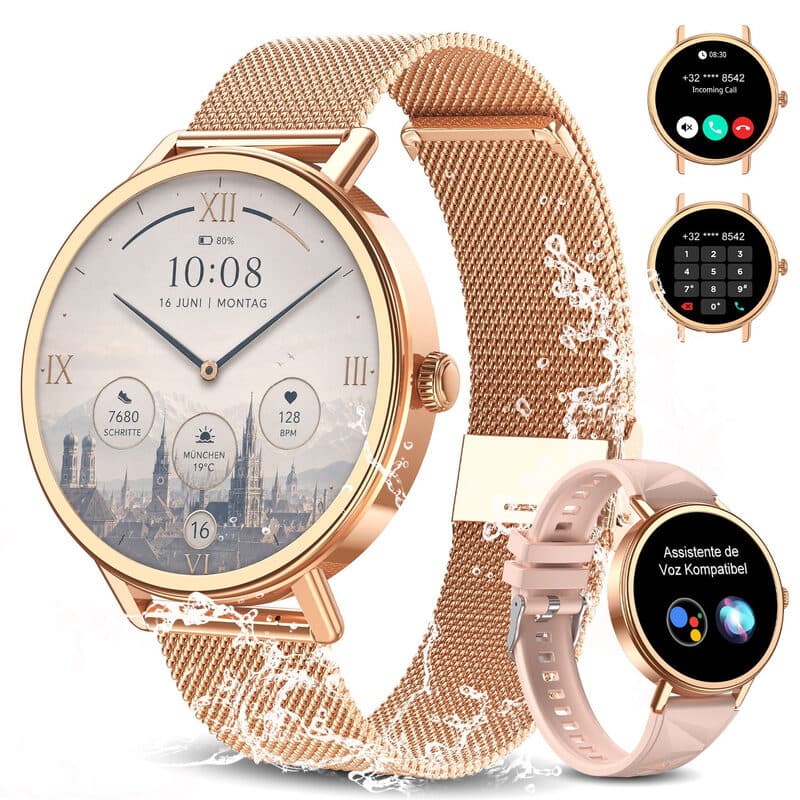 Blackview X30 Smartwatch voor Dames, 1,26 Inch Ronde Fitnesshorloge met Hartslagmeter, Slaapmonitor, SpO2, Stappenteller & Activiteitentracker, IP67 Waterdicht voor Sport, Werk & Dagelijks Gebruik, Android & iOS — afbeelding 1