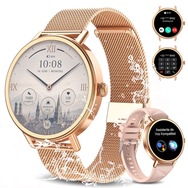 Blackview X30 Smartwatch voor Dames, 1,26 Inch Ronde Fitnesshorloge met Hartslagmeter, Slaapmonitor, SpO2, Stappenteller & Activiteitentracker, IP67 Waterdicht voor Sport, Werk & Dagelijks Gebruik, Android & iOS
