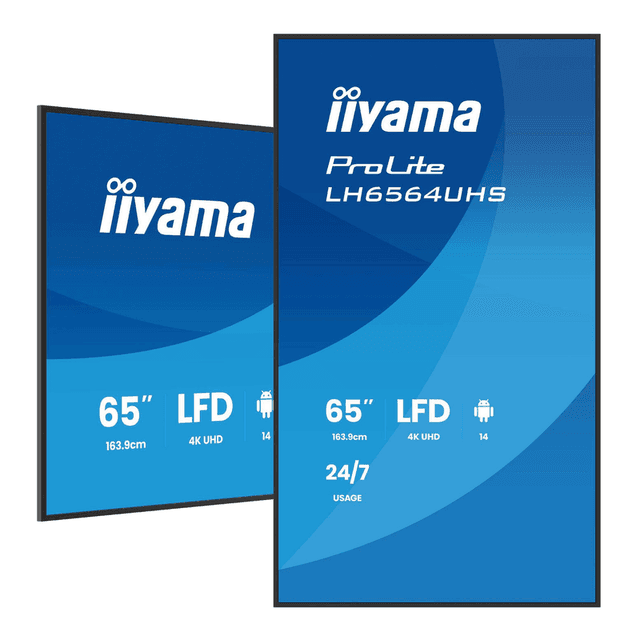 iiyama LH6564UHS-B1AG beeldkrant, digitale signage flatscreen, 165,1 cm (65"), WiFi, 500 cd/m², 4K Ultra HD, Zwart, Android, 24/7