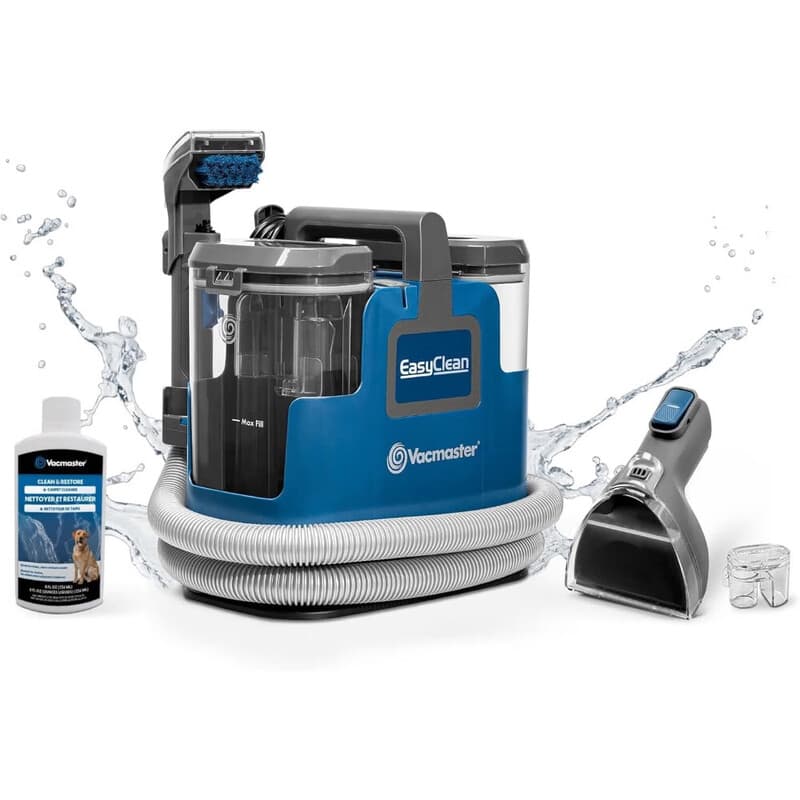 Vacmaster SCB0501 Compacte Vlekkenreiniger voor Tapijt en Bekleding, 500 W, Dubbele Tanks 1,6 L/0,95 L, Slang van 1,8 m, voor Banken, Trappen en Autostoelen, Blauw — afbeelding 1