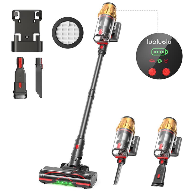 Lubluelu G11 draadloze steelstofzuiger, 45 kPa krachtige zuigkracht met anti-klitborstel en verbeterde groene LED-kop, zelfdragende, lichtgewicht stofzuiger voor huisdierharen, tapijten en harde vloeren — afbeelding 1