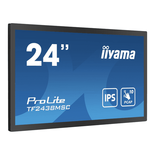 Iiyama TF2438MSC-B1 60,5 cm 10-punts optisch gebonden PCAP open frame led-aanraakmonitor met IPS-paneel, rand-tot-rand glas, anti-vingerafdrukcoating en metalen behuizing, 600 cd/m², full HD, zwart