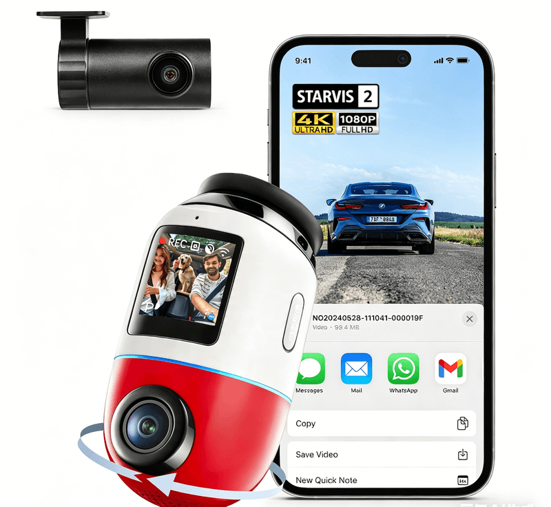 70mai Dashcam 4K Omni, Voor Achter 4K+1080P HDR Autocamera's met STARVIS 2 IMX678, Nachtzicht, Parkeermodus, Spraakbesturing, 4G LTE, Bewegingsdetectie, 5GHz WiFi 6, App-bediening — afbeelding 1