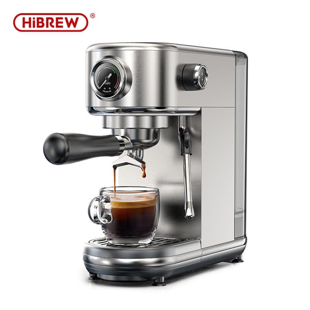 HiBREW H10B 20 bar semi-automatische espressomachine voor koffie en cappuccino, instelbare temperatuur, warm/koud, super-slanke koffiezetapparaat - roestvrij staal