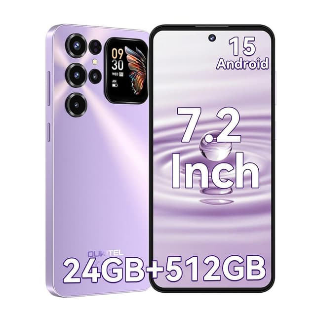 OUKITEL C68 Plus (8+512 GB) 7,2-inch 6000 mAh-batterij 9,5 mm ultradunne behuizing met secundair scherm smartphone Paars