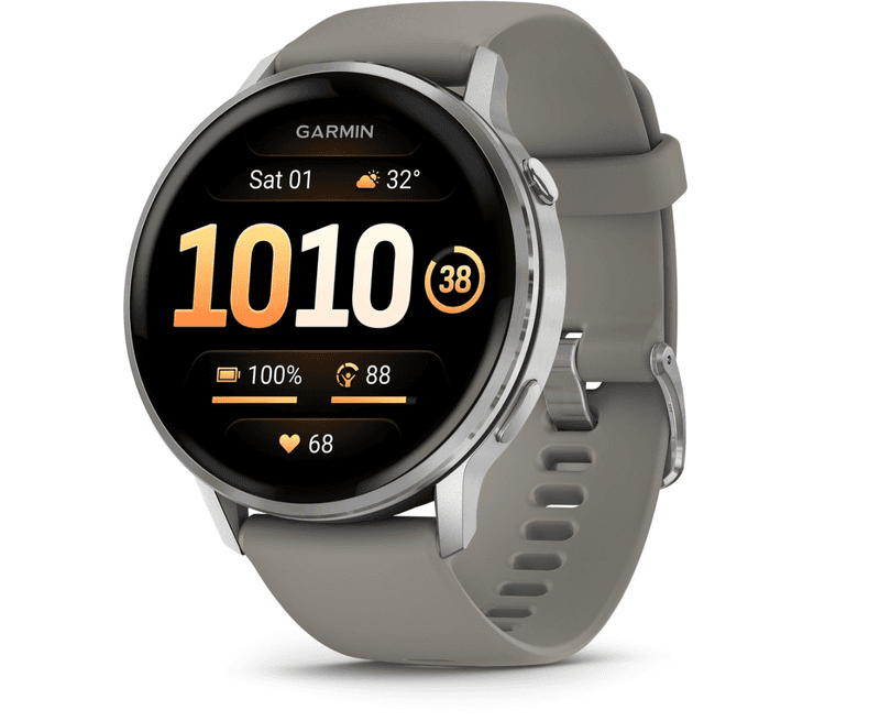 Garmin Venu 4 - 45 mm Multisport Smartwatch - Zilver - Grijze Siliconen Band — afbeelding 1