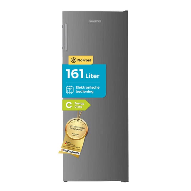 Heinrich's Vriezer 161 L Inhoud, Vriezer, No-Frost Bescherming, 3x Vrieslades, 2x Lades, LED Display, Omkeerbaar Deurscharnier, Alarmfunctie, Temperatuur: -14 °C ~ -22 °C, Heinrich's (Inox) Energieklasse C