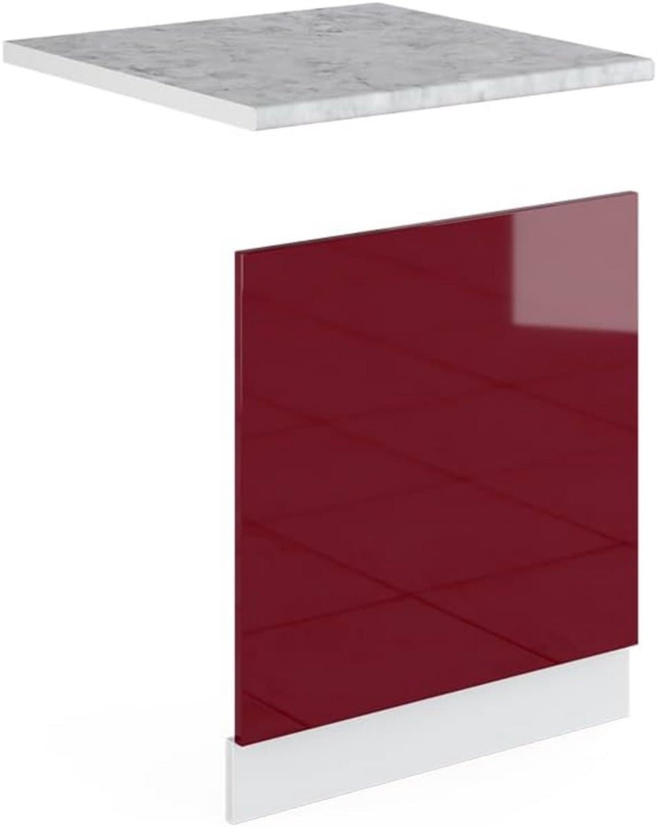 Keukenkastmodule Vaatwasserpaneel 60 cm R-Line Serie - Bordeauxrood Hoogglans — afbeelding 1