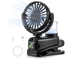 longziming -Bureauventilator Met Nebelfunctie - Draagbare Air Cooler Met Verstuiver - USB Clip Ventilator - 4 Snelheidsstanden - Geruisarme Werking Voor Comfort - Ideaal Voor Kantoor Auto En Camping - 1 Stuk