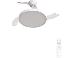 CREATE - Plafondventilator 40W stil met intrekbare bladen met licht - Ø108cm - Wit - Afstandsbediening - WIND CLEAR STUDIO