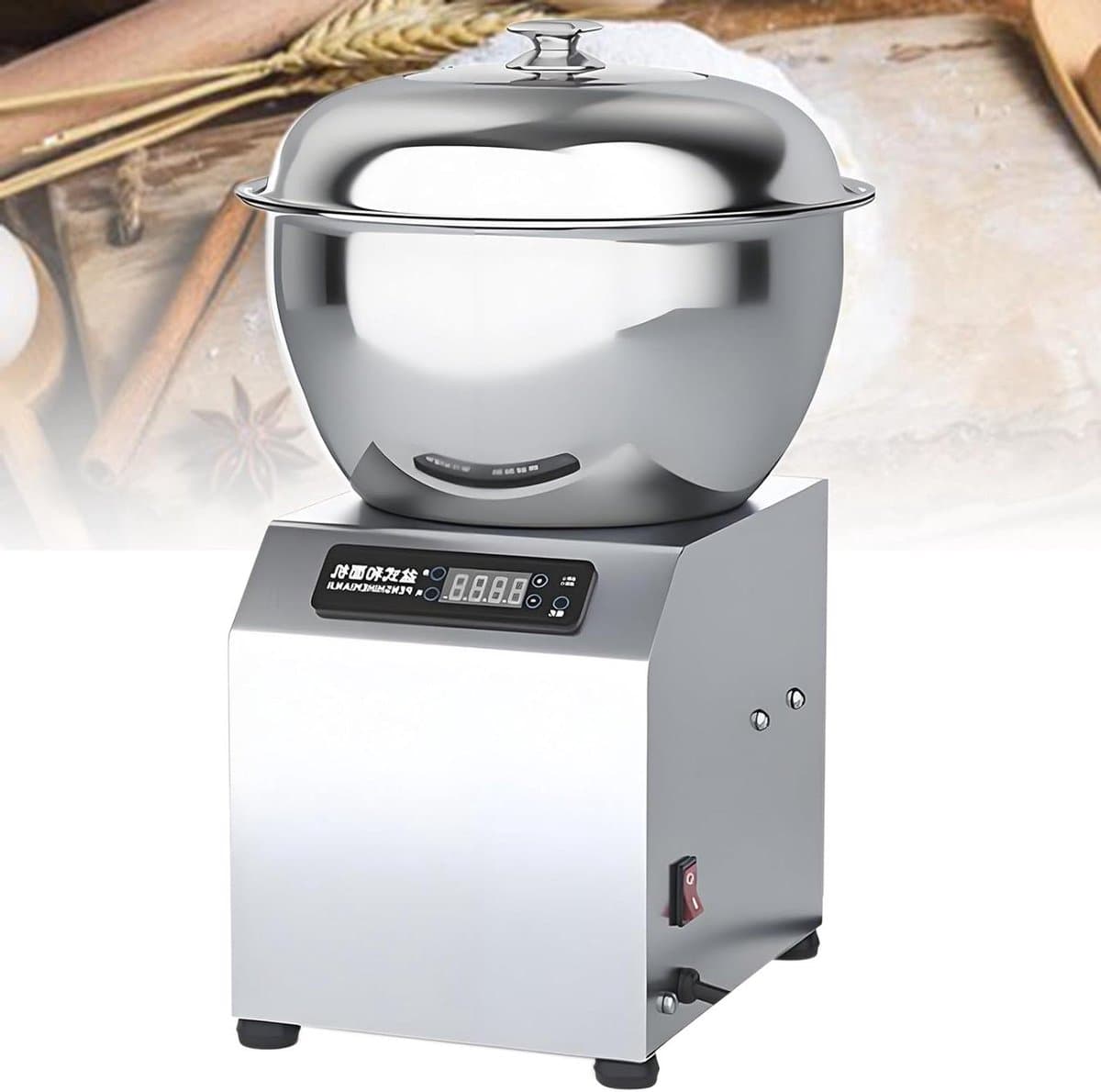 Professionele Deegmenger - Elektrische Deegmaker - Bakken en Mengen - Robuuste Industriële Mixer - 8kg Bloem - Zilver — afbeelding 1
