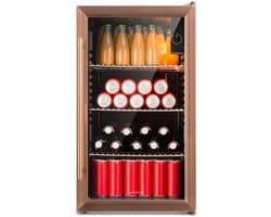 Klarstein Drankkoeler XXL minikoelkast met glazen deur en ledverlichting, minikoelkast voor op de kamer, kleine met 3 schappen, kleine koelkast van 80 liter, koelkast voor binnen en buiten, stil en weerbestendig, 3-10 °C - Drankkoelkast - Touch