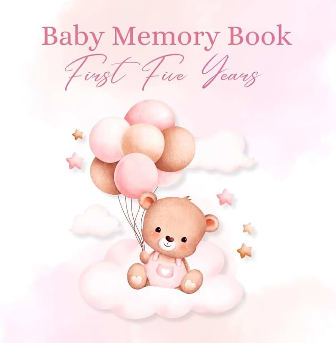 Baby Memory Book: First Five Years | Pink Bear Cover — afbeelding 1