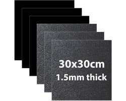 Kunststof plaat, 6 stuks, 1,5 mm, 30 x 30 cm, zwarte plastic plaat, ABS-kunststof platen, zwarte ABS-kunststof platen voor lasersnijden, ABS-platen voor knutselen, spatborden, woondecoratie enz
