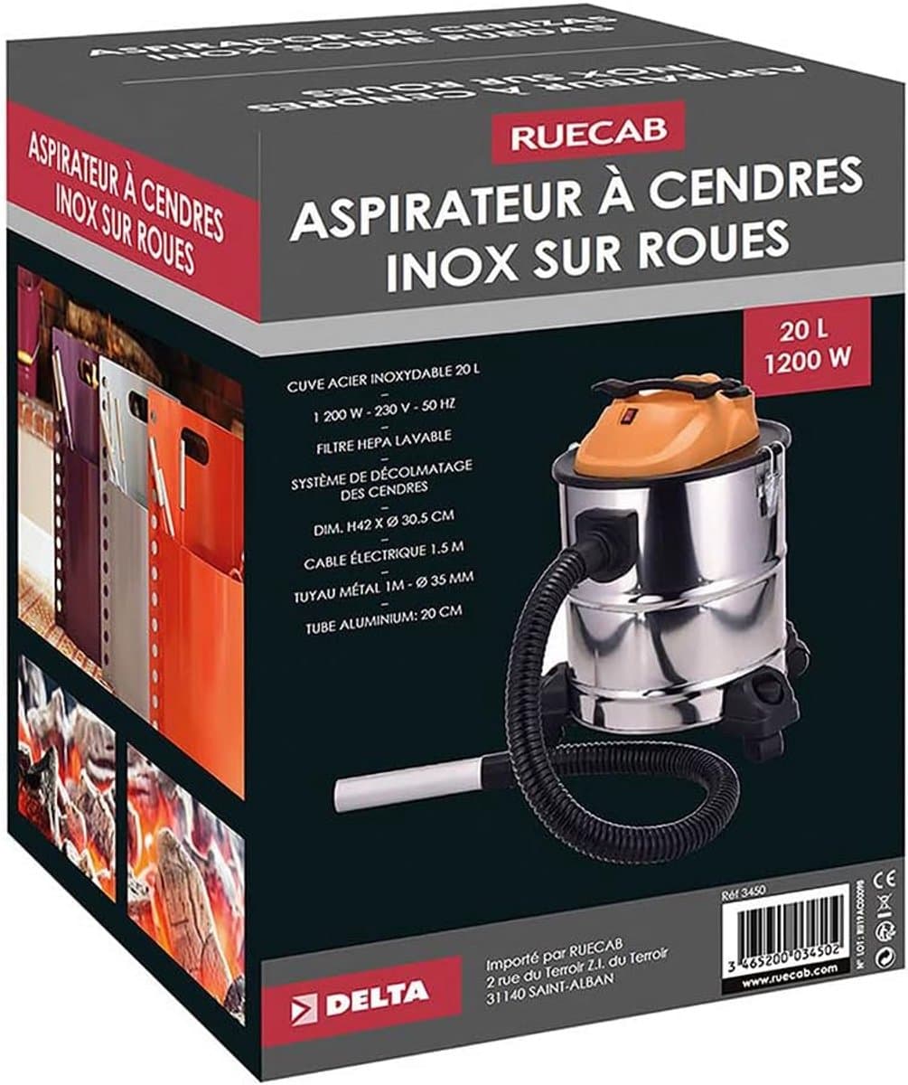 Krachtige Asstofzuiger voor Pelletkachel en Open Haard, 20L, 1200W — afbeelding 1