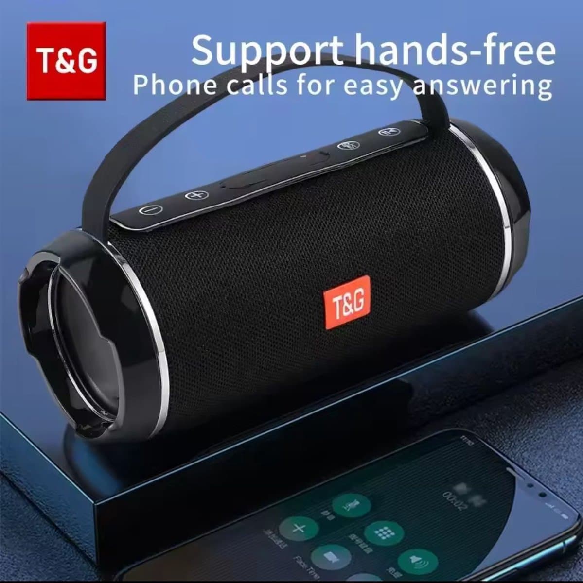 T&G Draagbare Bluetooth 5.3 Speaker – Krachtige Draadloze Outdoor Speaker met Subwoofer, FM-Radio, USB/TF, AUX – IPX5 Waterdicht – Zwart — afbeelding 1