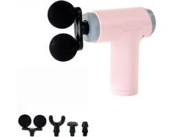 Massage gun - massagepistool - spiermassage apparaat - fascia massage - mini massage gun - Type-C oplaadbaar - 6 standen - 4 massagekoppen - 25W - 2200-4000 rpm - roze