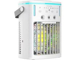 LISM-Draagbare airconditioner met 3 snelheden en 3 koelstanden, stille persoonlijke ventilator, waterreservoir van 1000 ml, verdampingskoeling, afstandsbediening, 7-kleurig indicatielampje, 8-uurs timer Geschikt voor slaapkamers, kantoren en auto's.