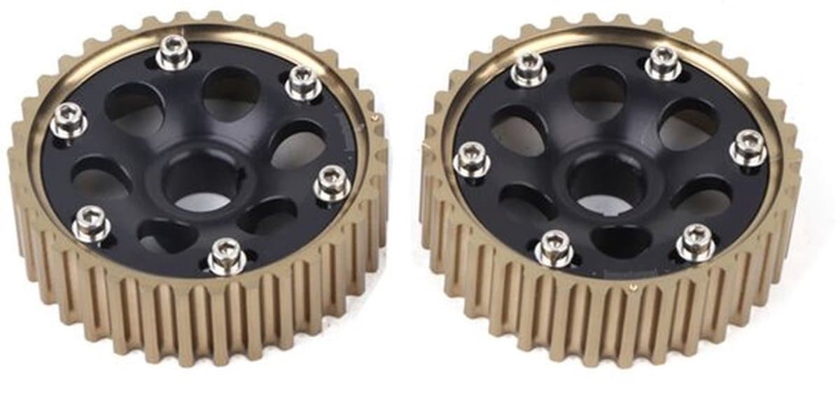 Een set nokkenaswielen van racekwaliteit aluminiumlegering voor Honda Integra Civic B16A/B16B/B18C motoren, zwart. — afbeelding 1
