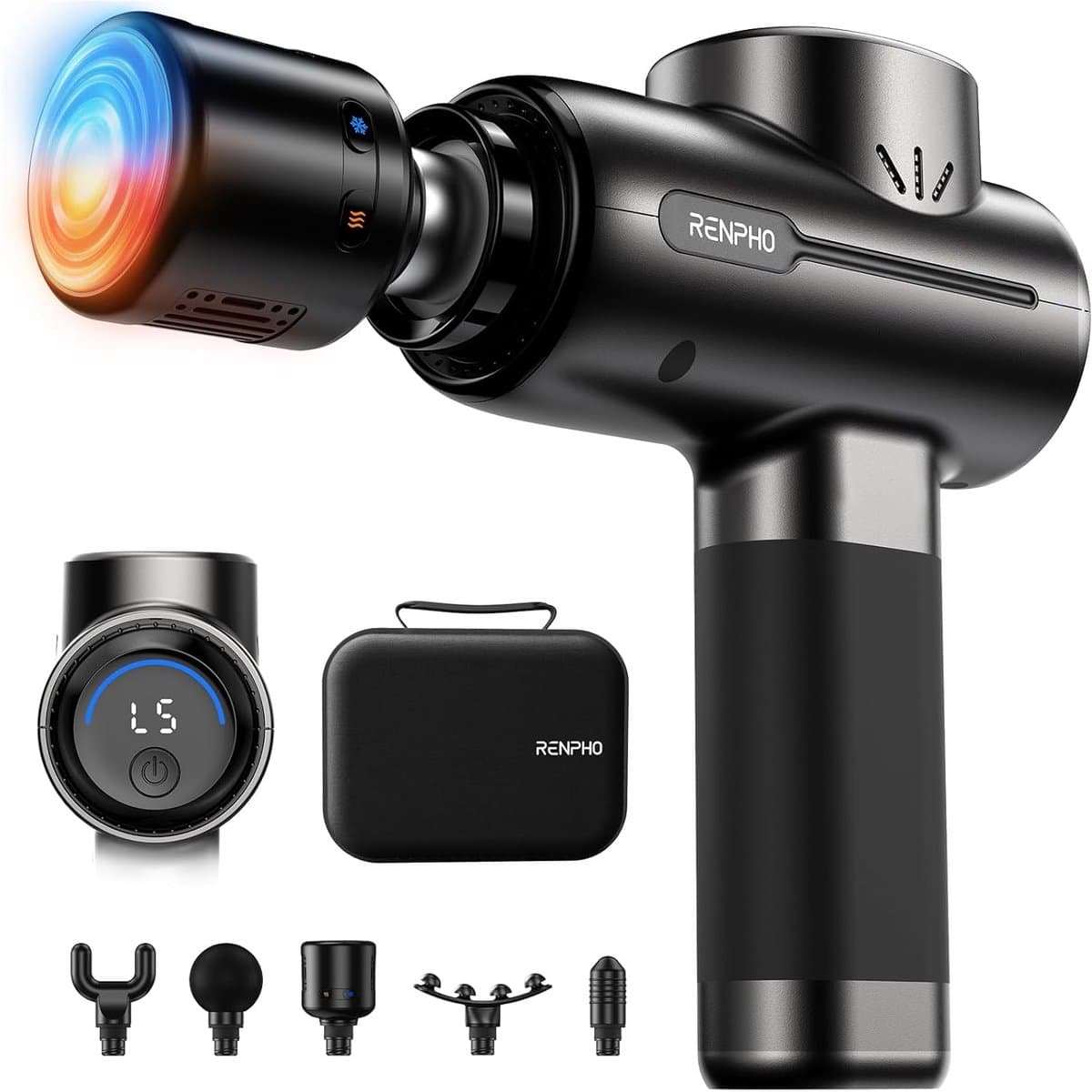 SnelShoppen - Massagepistool met Warmte en Kou, Draagbaar Percussie Massageapparaat voor Diep Weefselmassage, Elektrisch Handmassagepistool voor Thuis — afbeelding 1