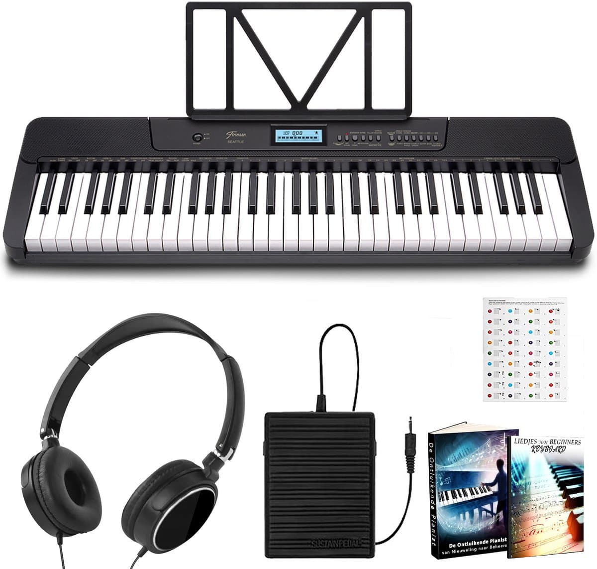 Finesse Keyboard Piano - MIDI & Bluetooth - Sustain Pedaal - 61 Keys - Digitale Piano - Elektrische Piano - Kind — afbeelding 1