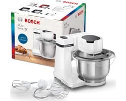 SnelShoppen - Keukenmachine 700W, 4 Snelheidsstanden, 3,8L Roestvrijstalen Kom, Garde, Kneedhaak, Ideaal voor Beginners in Bakken, Wit