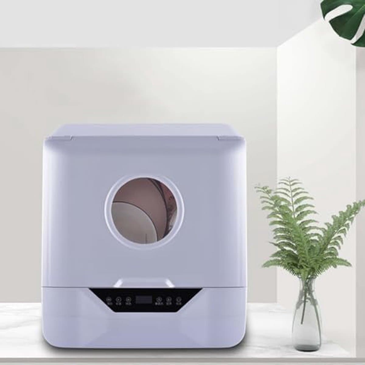Compacte vaatwasser - Aanrecht model - Snel servies reinigen - Desinfectie hoge temperatuur - 6L capaciteit - Wit — afbeelding 1